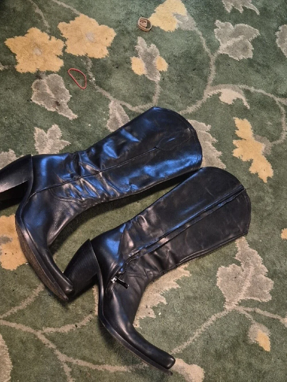 Vero Cuoio Black Leather Over-the-Knee Block Heel Boots